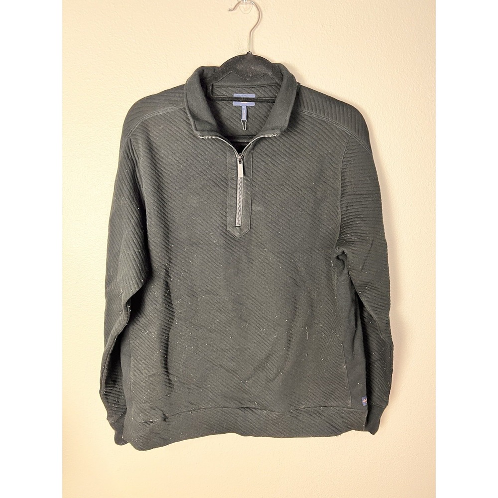 Goodman Mens Sweater Black Mock Neck Cotton 1/4 Zip Long Sleeve‎ Large